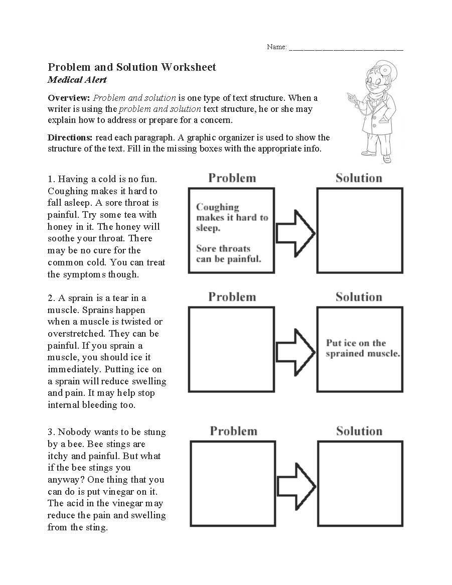 Problem And Solution Worksheet Text Structure Activity Problem And Solution Worksheet Text Structure Activity