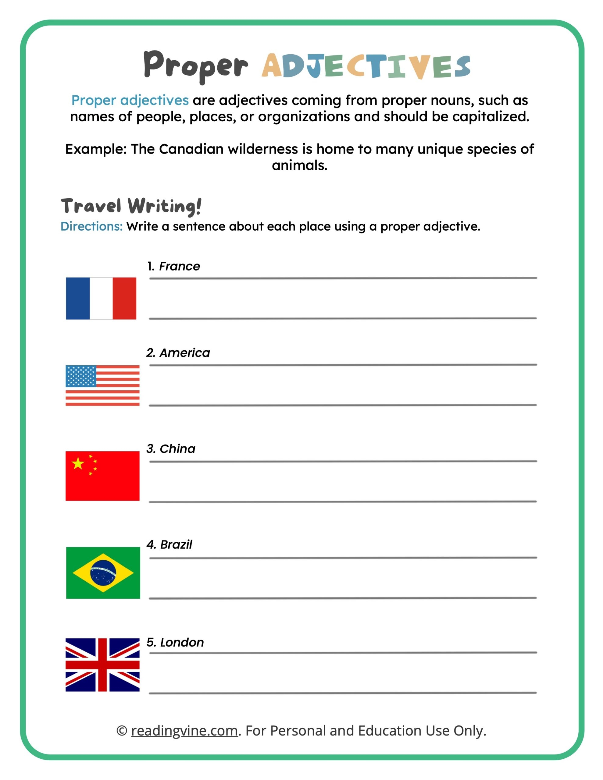 Proper Adjective Worksheets 6th Grade Free Proper Adjective Worksheets 6th Grade Free