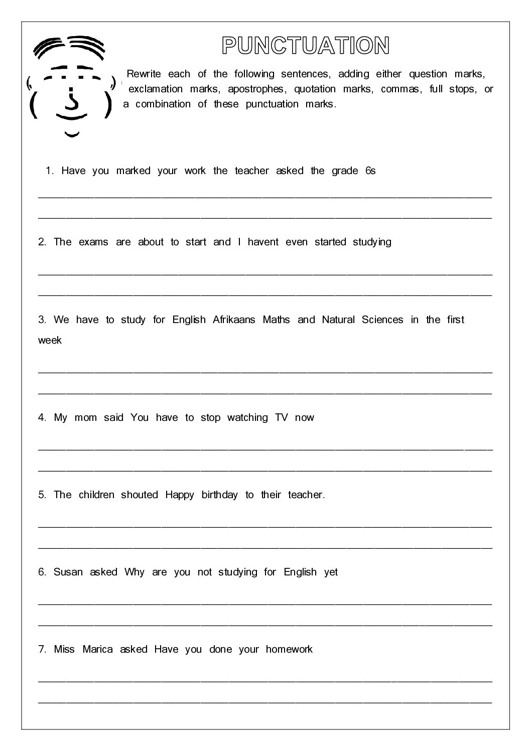 Punctuation Worksheet Teacha Worksheets Library
