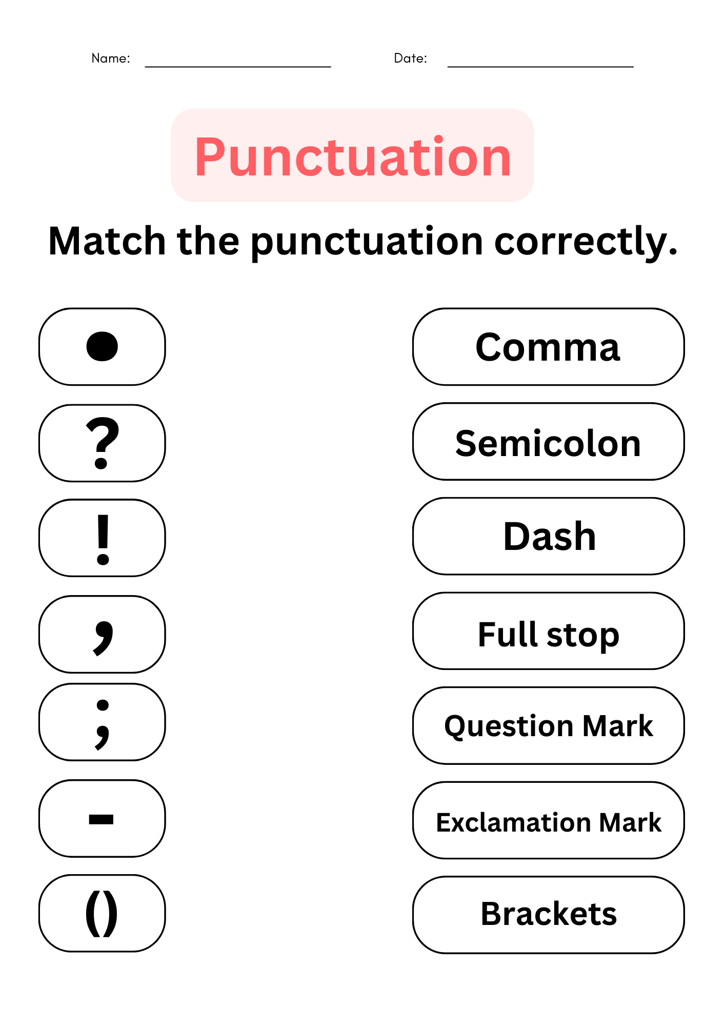 Free Punctuation Worksheets For 1st Grade