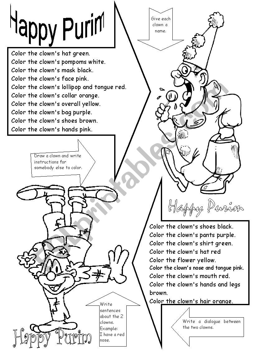 Purim Coloring ESL Worksheet By Ronit85 Worksheets Library