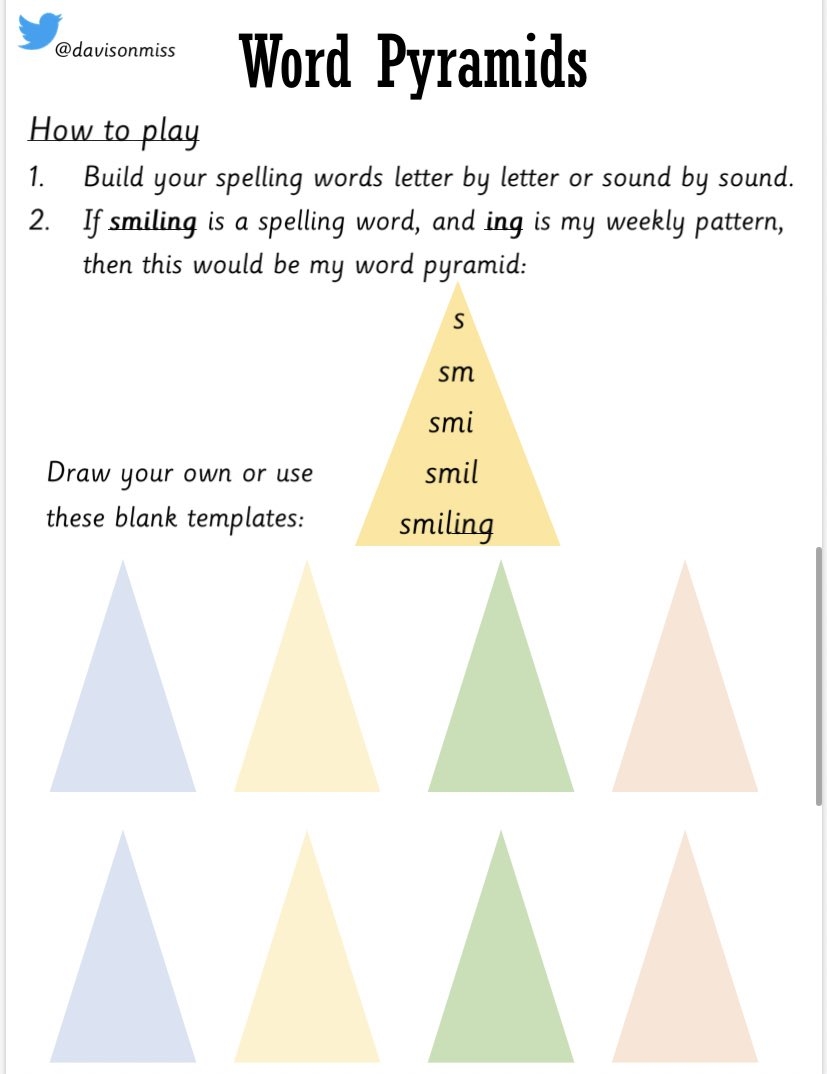 Pyramid Spelling Template Printable Pyramid Spelling Template Printable