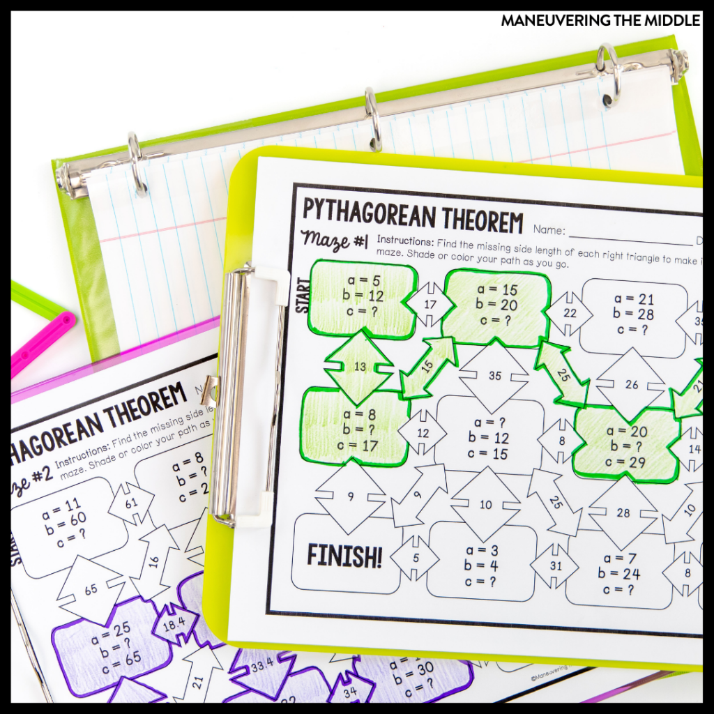 Pythagoras Maze Worksheet Pythagoras Maze Worksheet