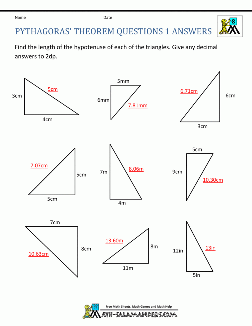 Pythagoras Theorem Questions