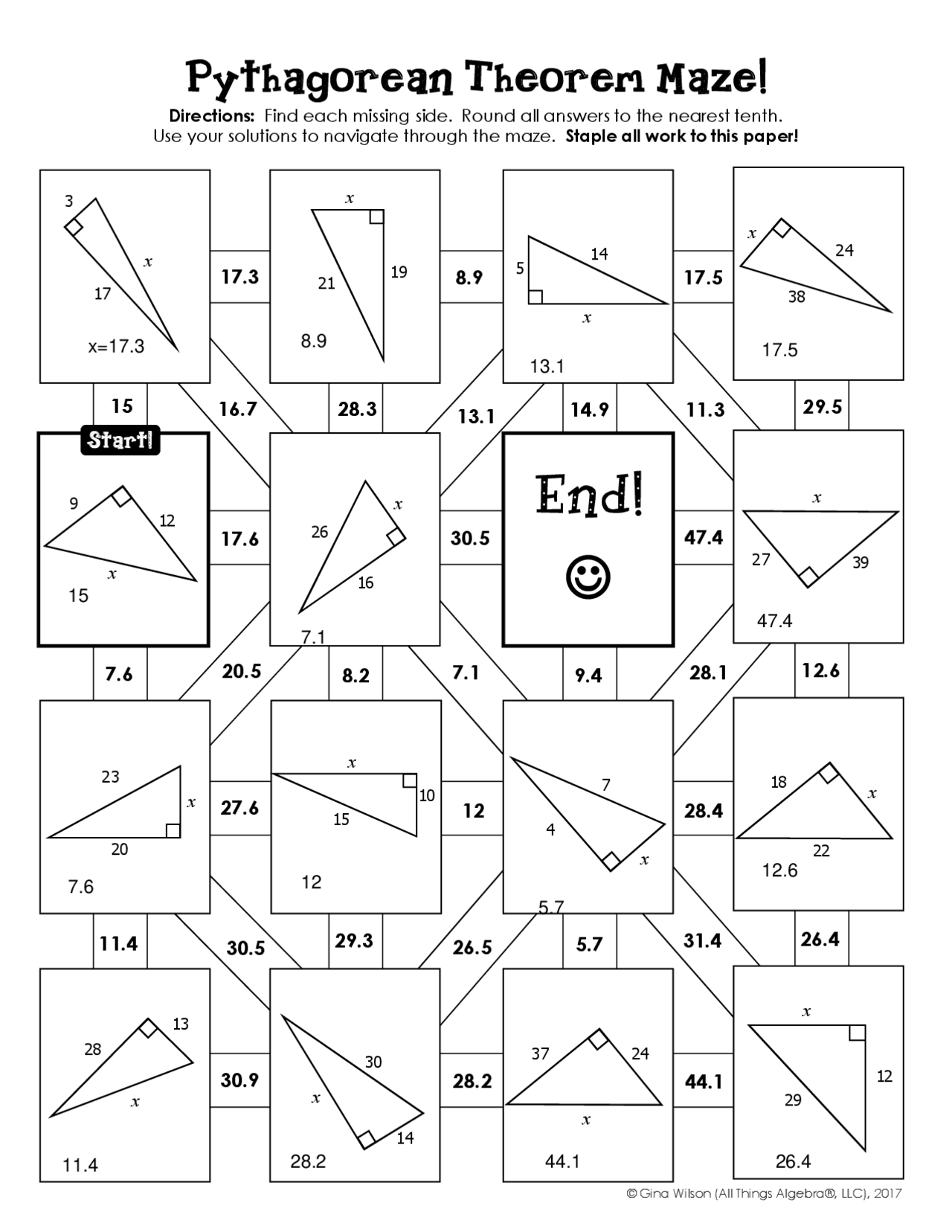Pythagorean Theorem Maze A Hands On Exercise In Geometry Cheat Pythagorean Theorem Maze A Hands On Exercise In Geometry Cheat