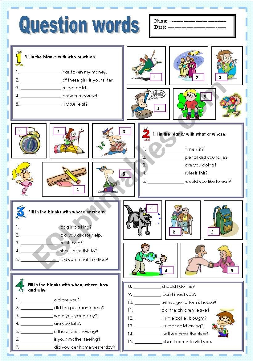 Question Words Worksheets Printable Free Question Words Worksheets Printable Free