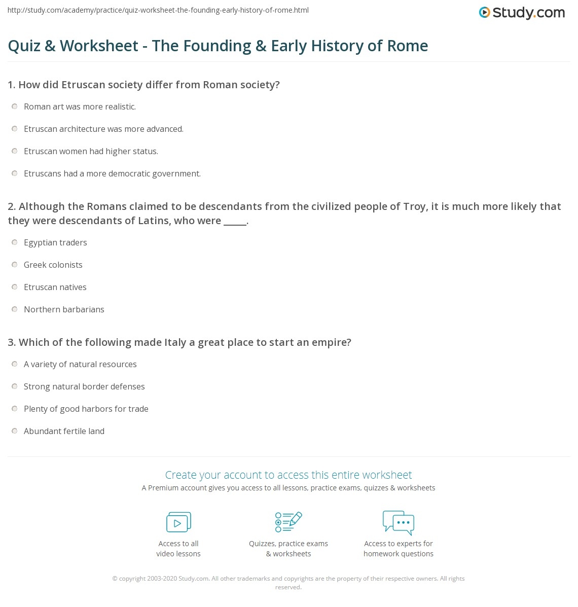 Quiz Worksheet The Founding Early History Of Rome Study Quiz Worksheet The Founding Early History Of Rome Study
