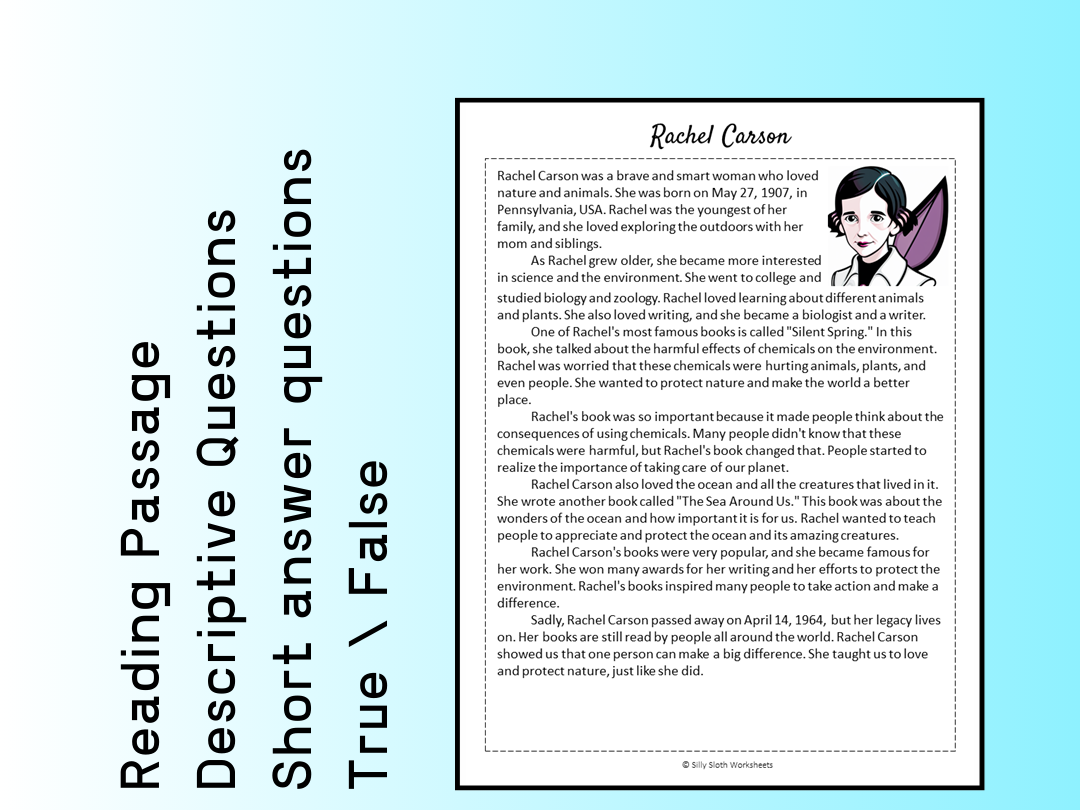 Rachel Carson Biography Reading Comprehension Passage Printable Worksheet PDF Teaching Resources Rachel Carson Biography Reading Comprehension Passage Printable Worksheet PDF Teaching Resources