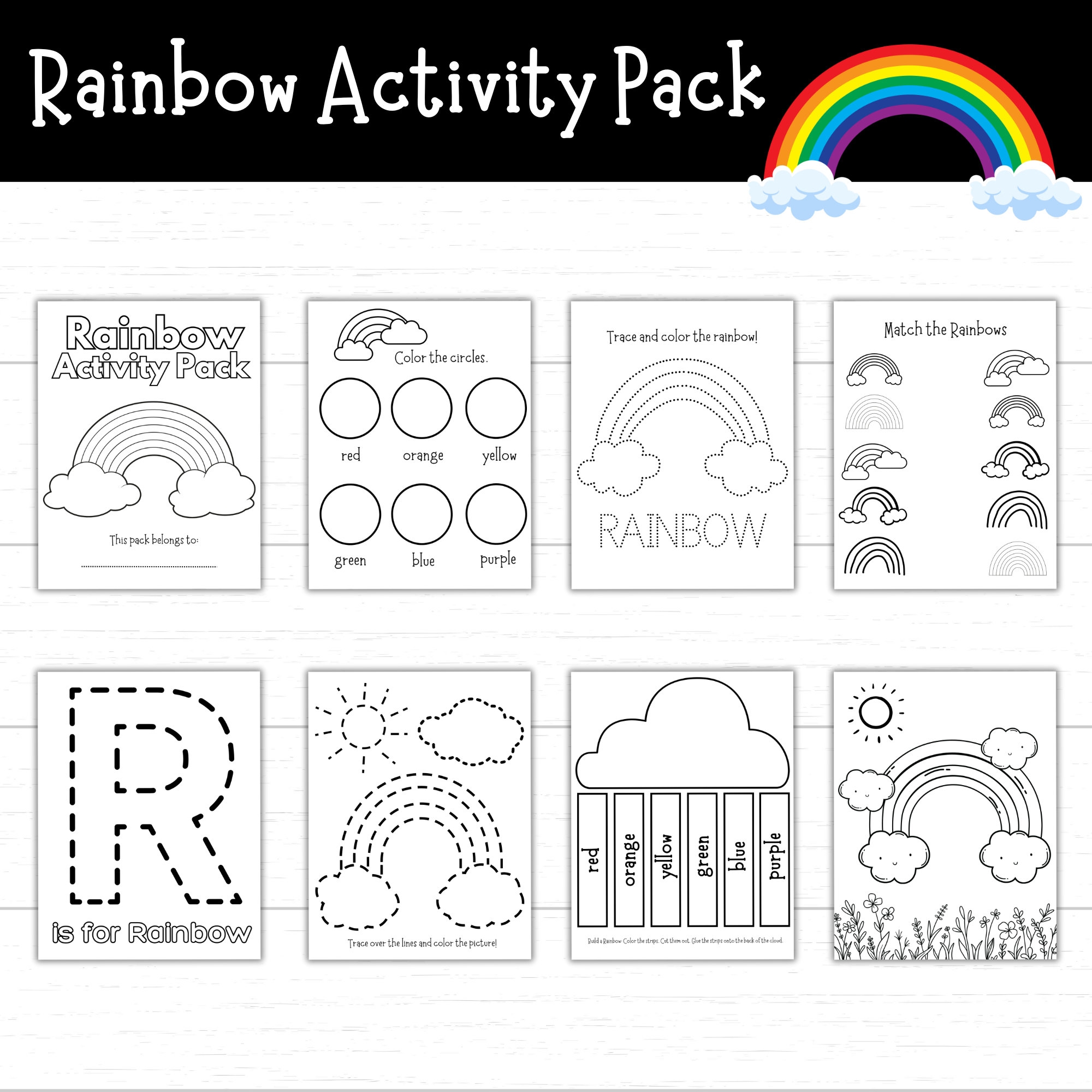 Rainbow Activity Pack Printable Rainbow Activities Rainbow Worksheets Spring Activities For Kids Build A Rainbow Printable Activities Etsy