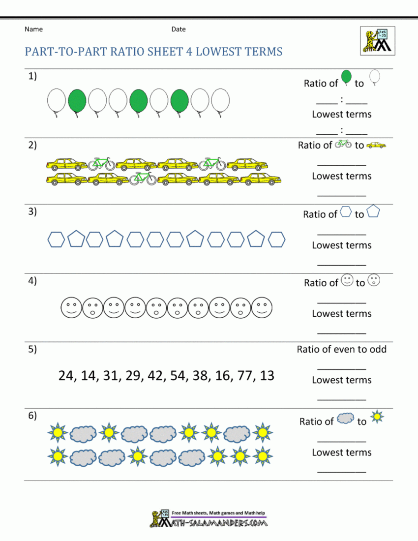 Ratio Part To Part Worksheet