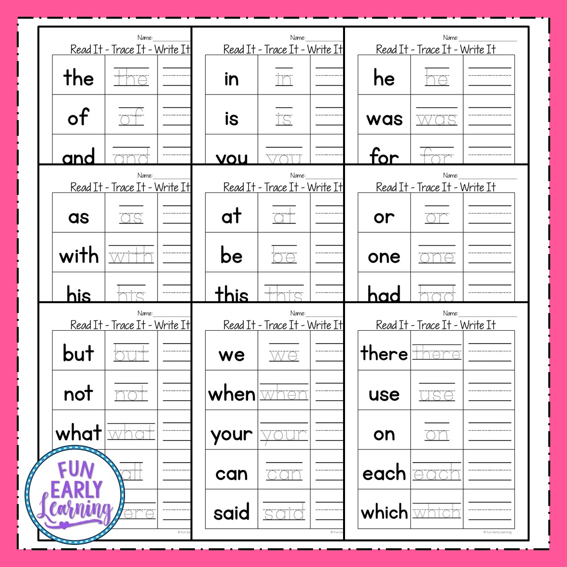 Sight Word Free Printable Worksheets