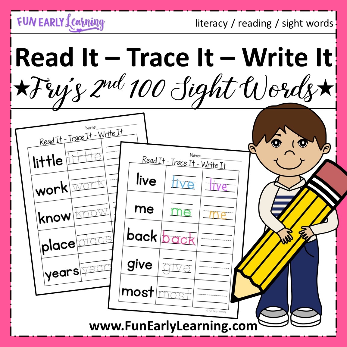 Free Kindergarten Reading Sight Words Worksheets