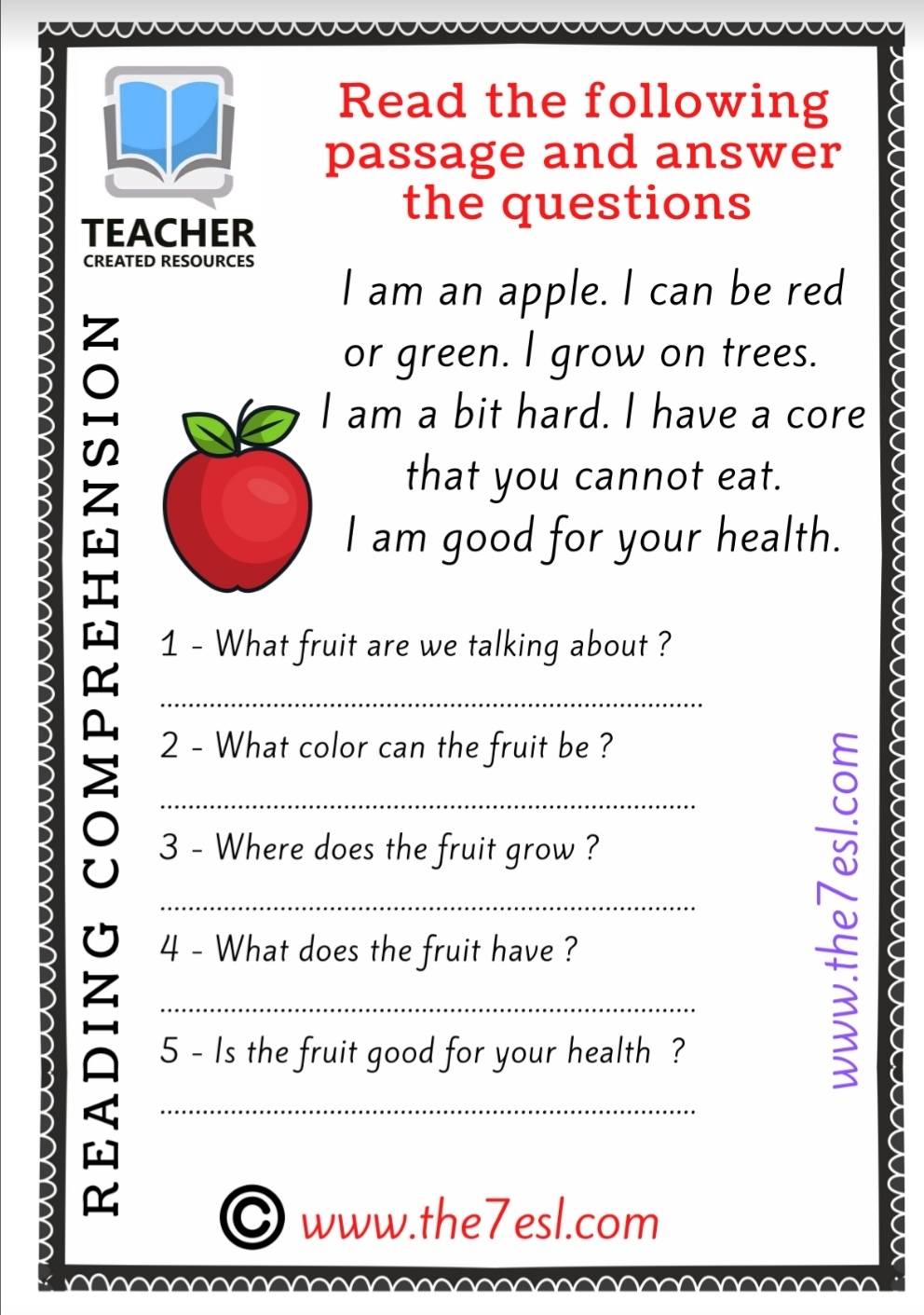 Reading And Writing Fruits English Created Resources Reading And Writing Fruits English Created Resources