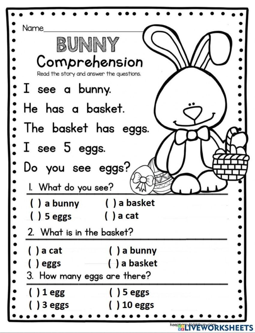 Reading Comprehension About The Easter Bunny Worksheets Worksheets Library