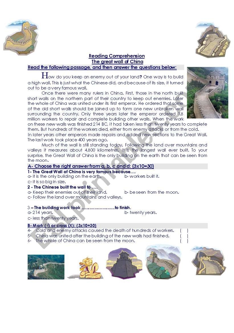 Reading Comprehension About The Great Wall Of China And Ancient Worksheets Library Reading Comprehension About The Great Wall Of China And Ancient Worksheets Library