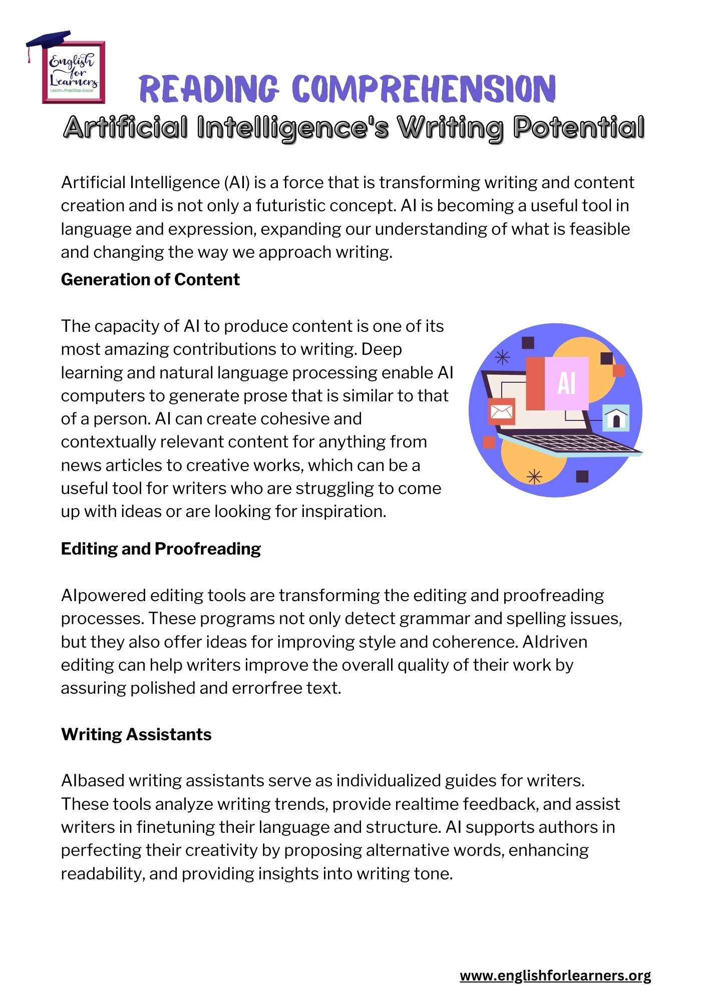 Artificial Intelligence Reading Comprehension Worksheets Artificial Intelligence Reading Comprehension Worksheets
