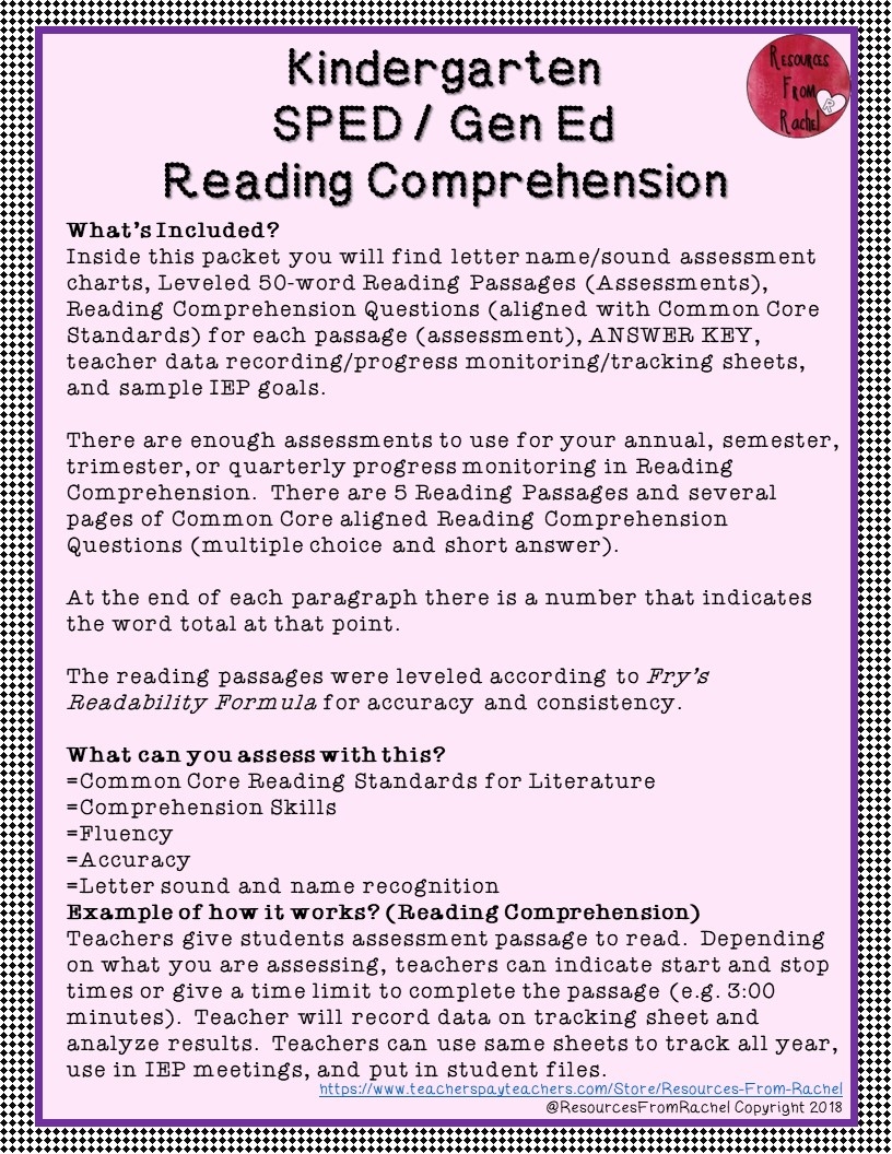 Reading Comprehension Assessments Kindergarten Volume 2 Classful Reading Comprehension Assessments Kindergarten Volume 2 Classful