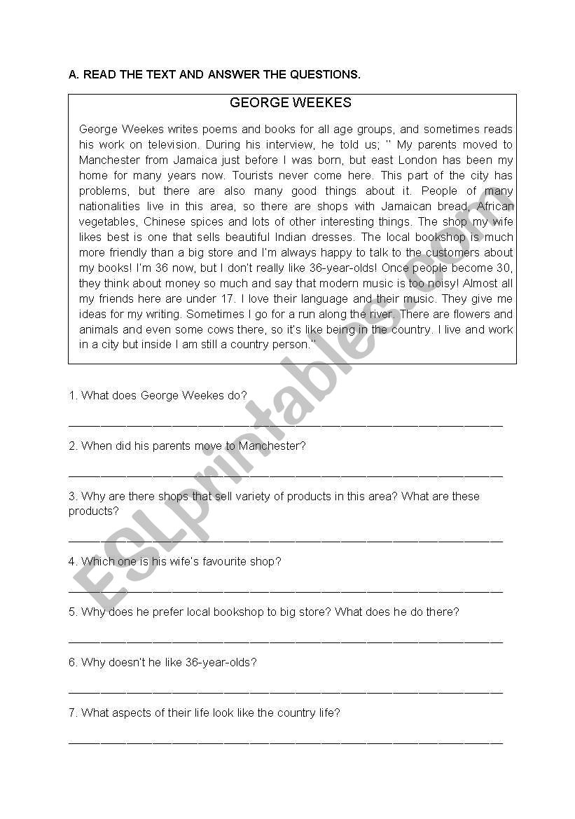 Reading Comprehension Check ESL Worksheet By Nerarosa