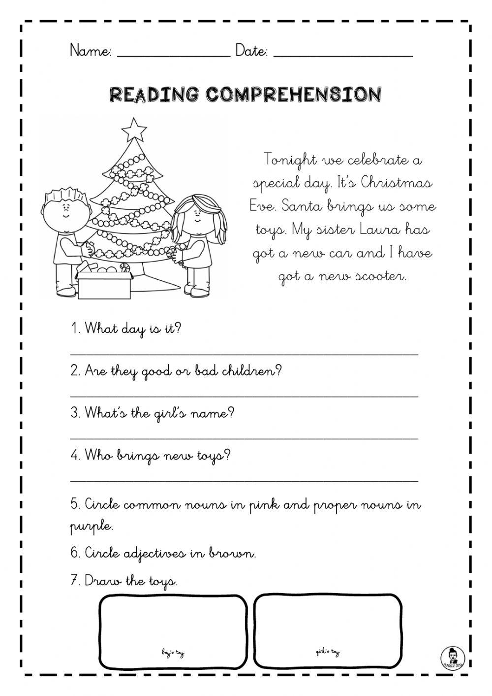 Reading Comprehension Christmas Worksheet Live Worksheets Worksheets Library