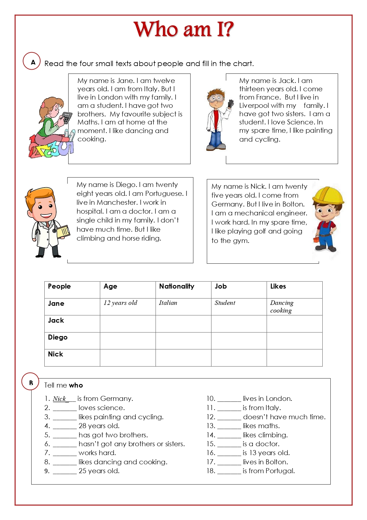Simple Reading Comprehension Worksheets Esl Simple Reading Comprehension Worksheets Esl