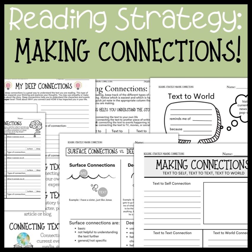 Reading Comprehension Making Connections Graphic Organizer Worksheets