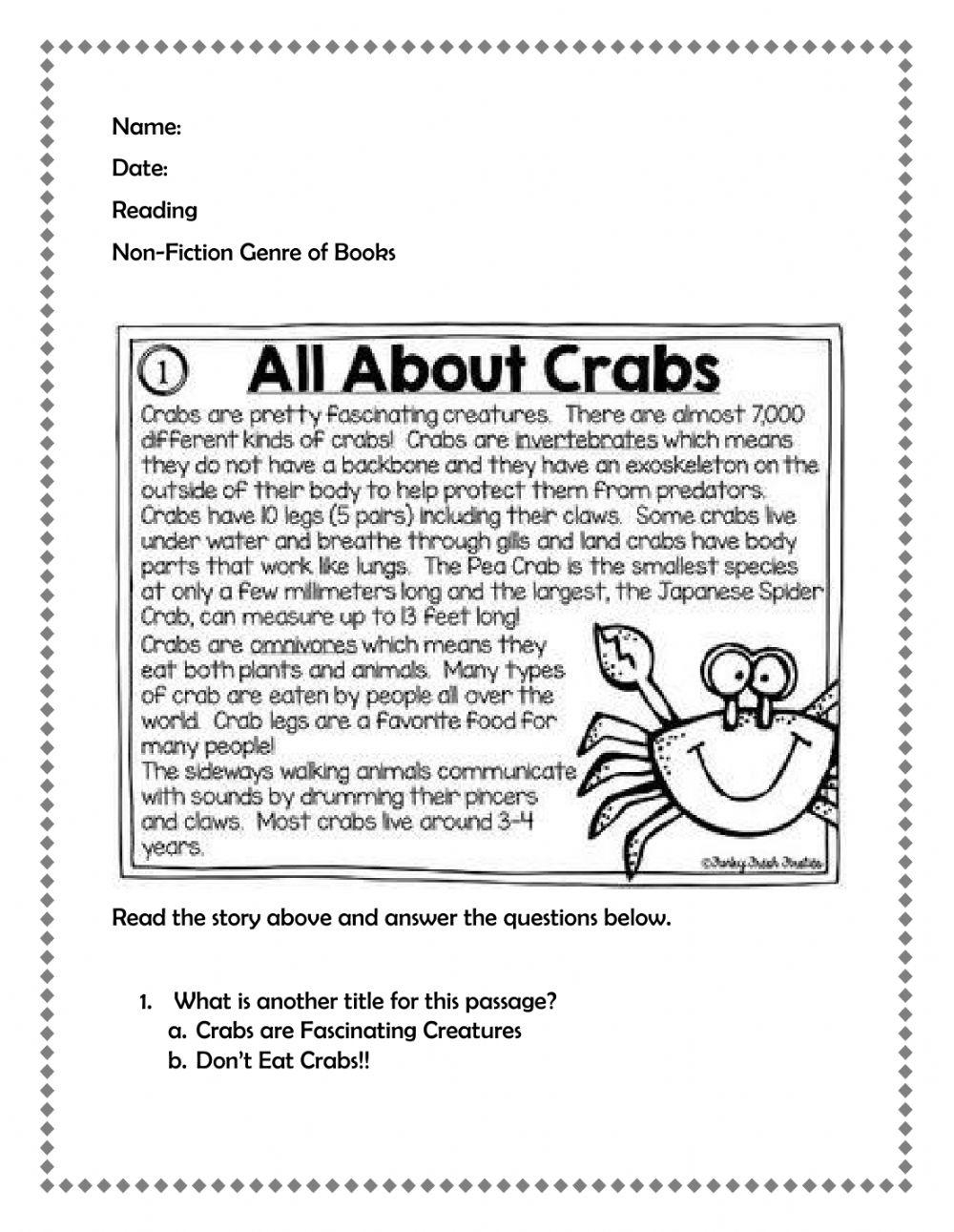 Reading Comprehension Non FIction Activity Live Worksheets Reading Comprehension Non FIction Activity Live Worksheets