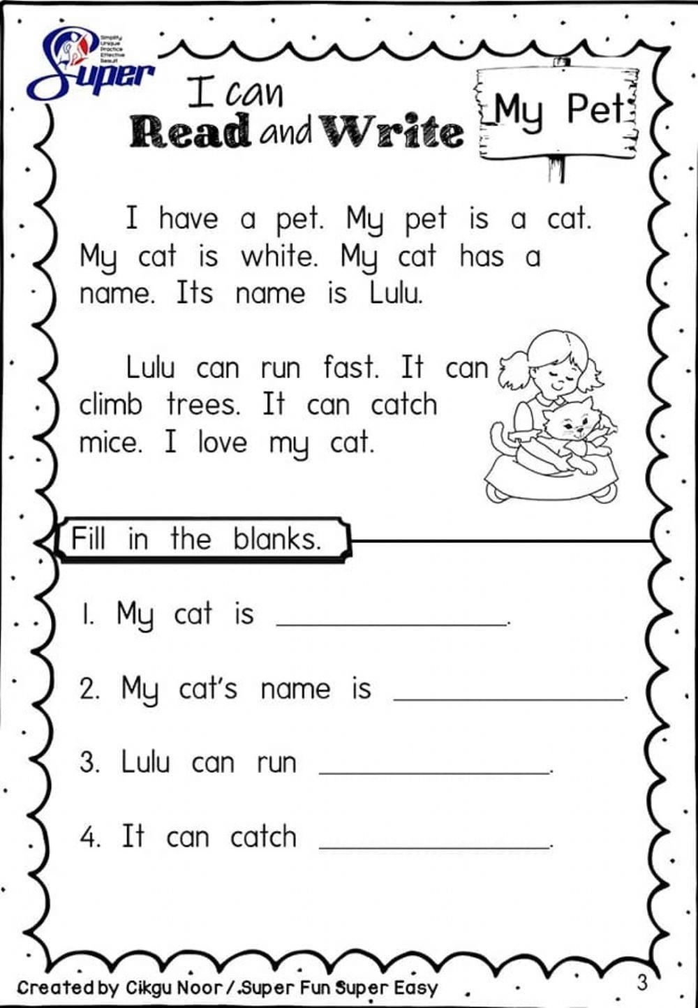 Year One Reading Comprehension Worksheets