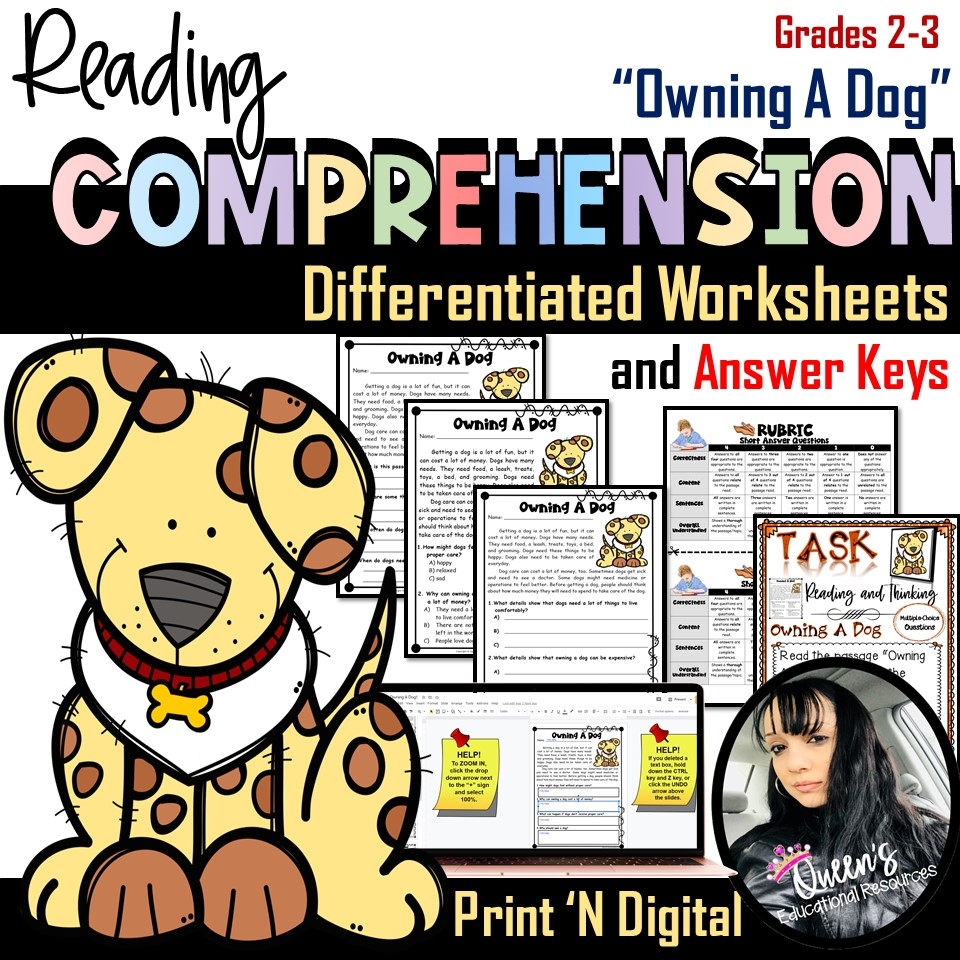 Reading Comprehension Packet Owning A Dog Print And Digital Classful Reading Comprehension Packet Owning A Dog Print And Digital Classful