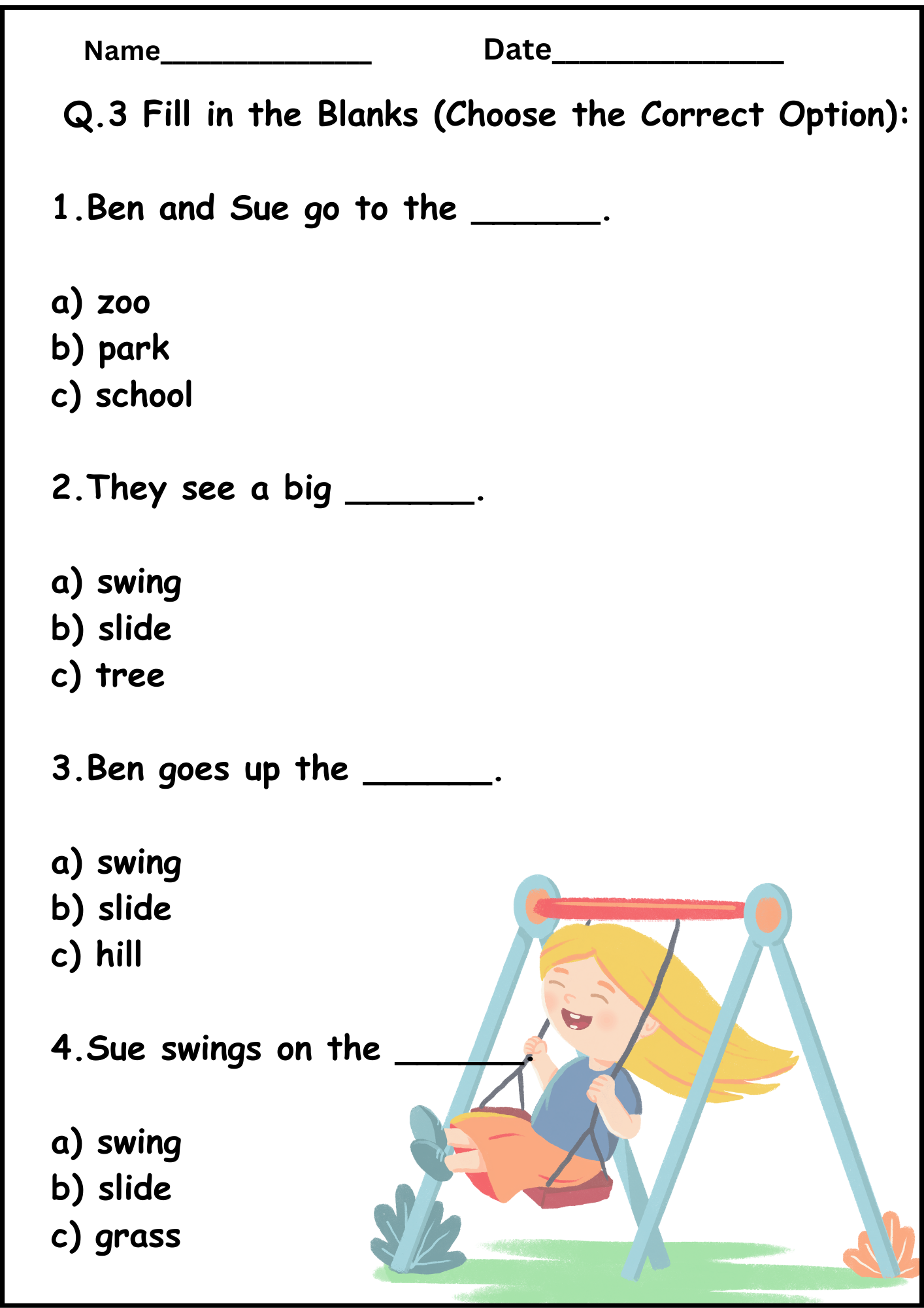 Reading Comprehension Passage For Kindergarten Level A Basic Level Free