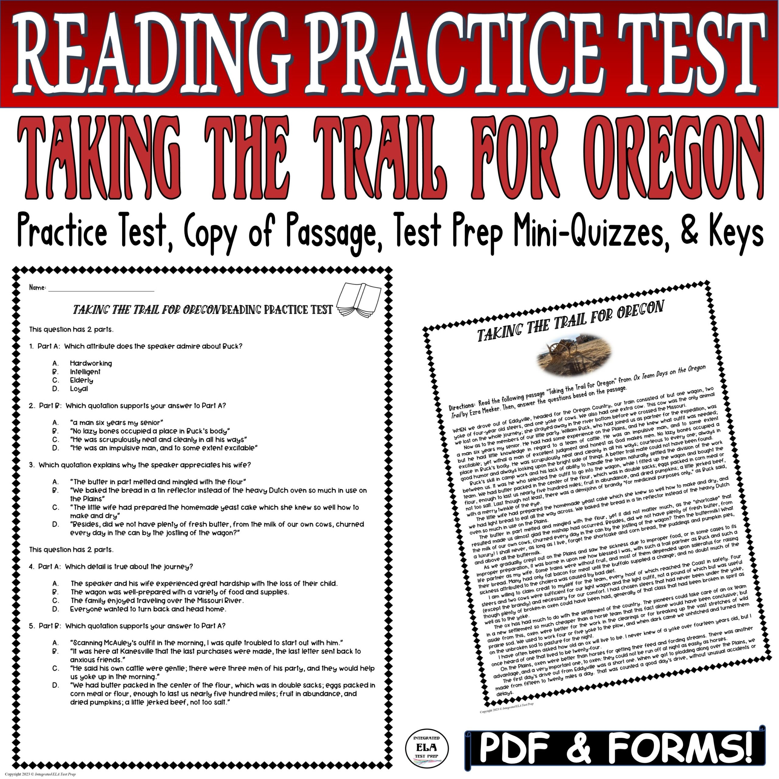 Reading Comprehension Passage Practice Test Oregon Trail Reading Comprehension Passage Practice Test Oregon Trail