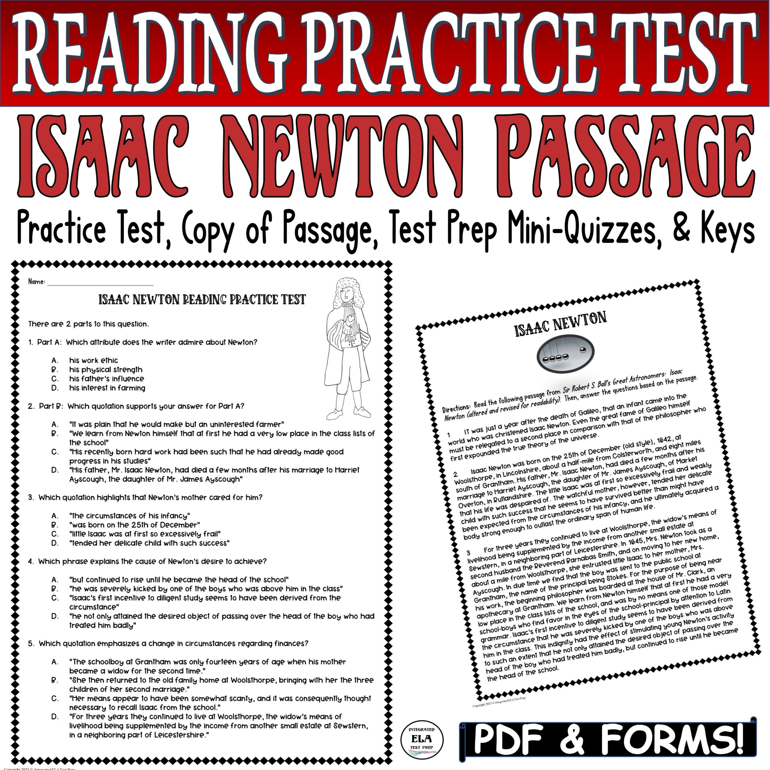 Isaac Newton Reading Comprehension Worksheets Isaac Newton Reading Comprehension Worksheets