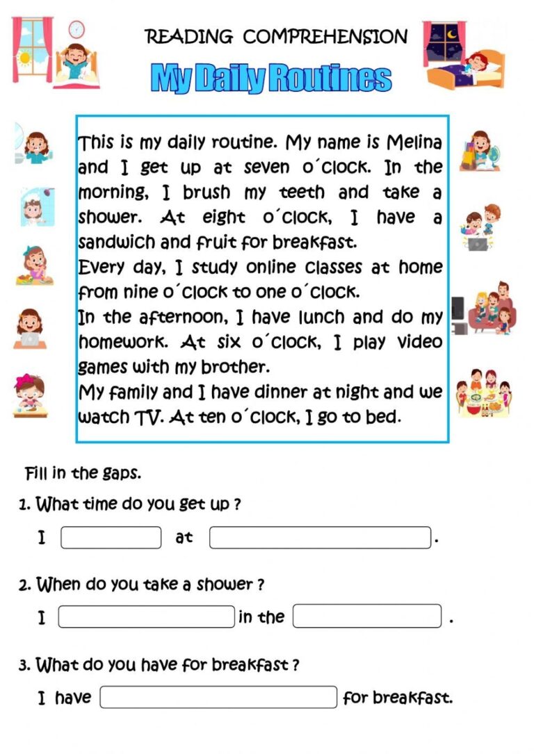 Reading Comprehension Routines Worksheet
