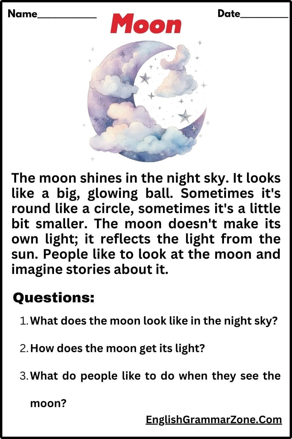 Reading Comprehension The Moon