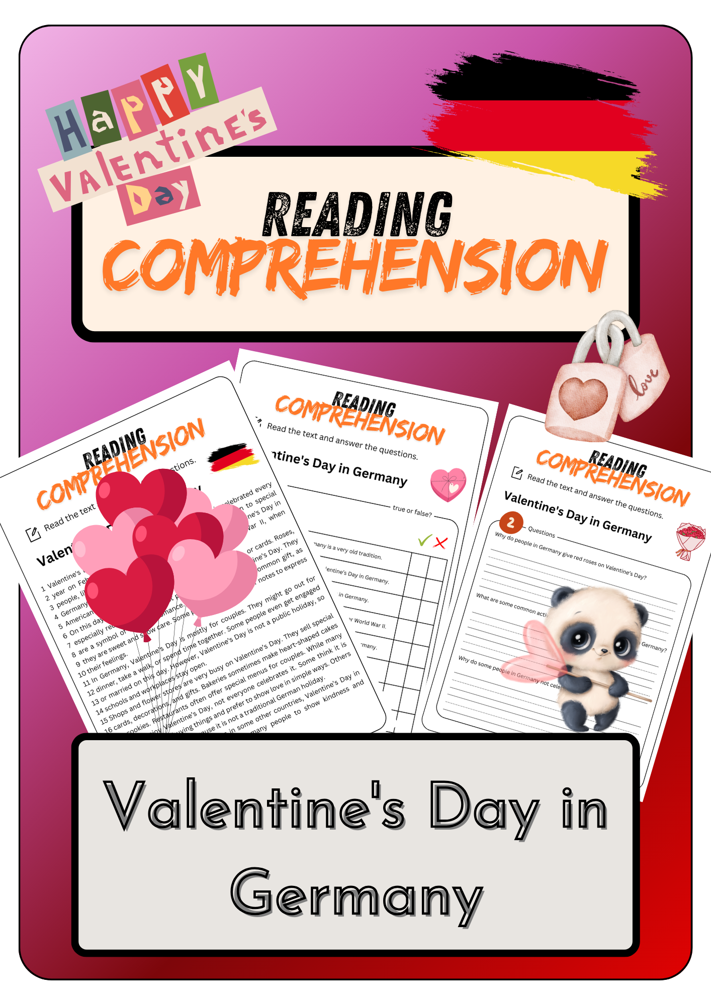 Reading Comprehension Valentine s Day In Germany Solutions Made By Teachers