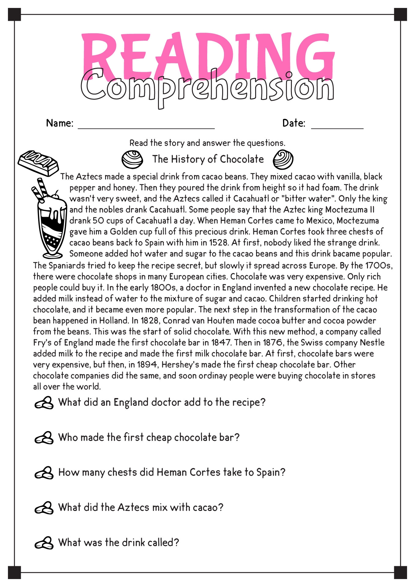 Reading Comprehension Worksheet The Seventh Tail Worksheets 