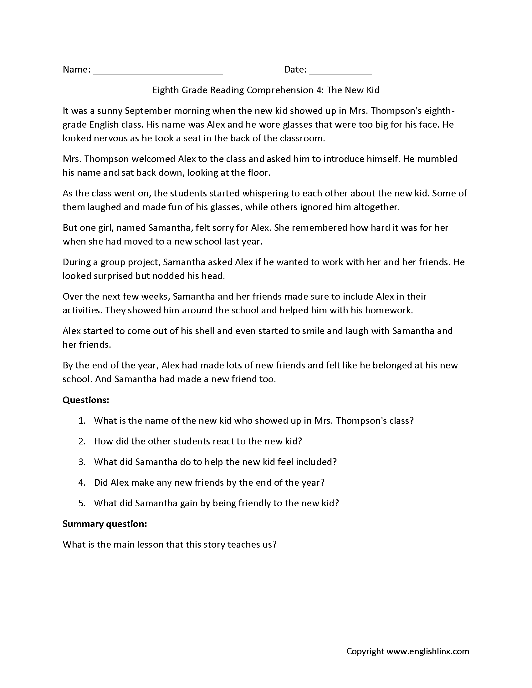 Reading Comprehension Worksheets Eighth Grade Reading Comprehension Worksheets Reading Comprehension Worksheets Eighth Grade Reading Comprehension Worksheets
