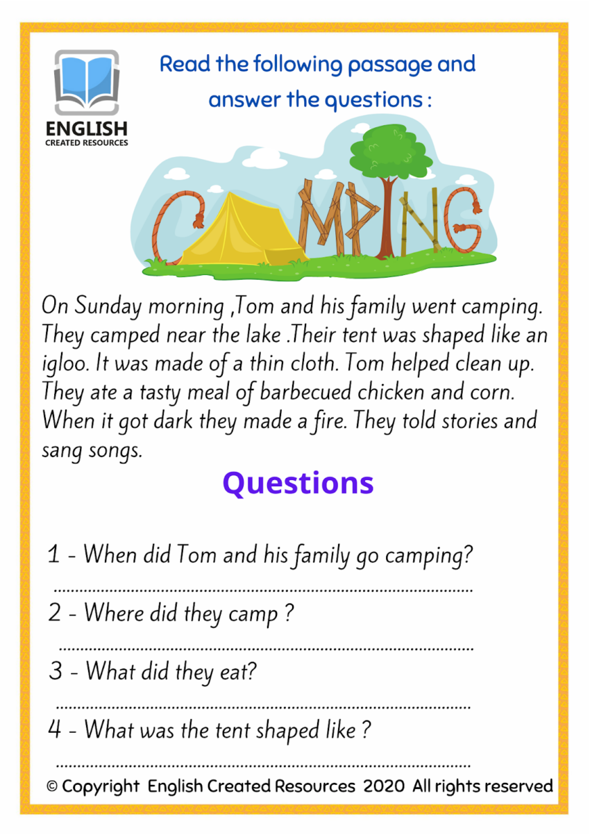 Reading Comprehension Worksheets English Created Resources Worksheets Library