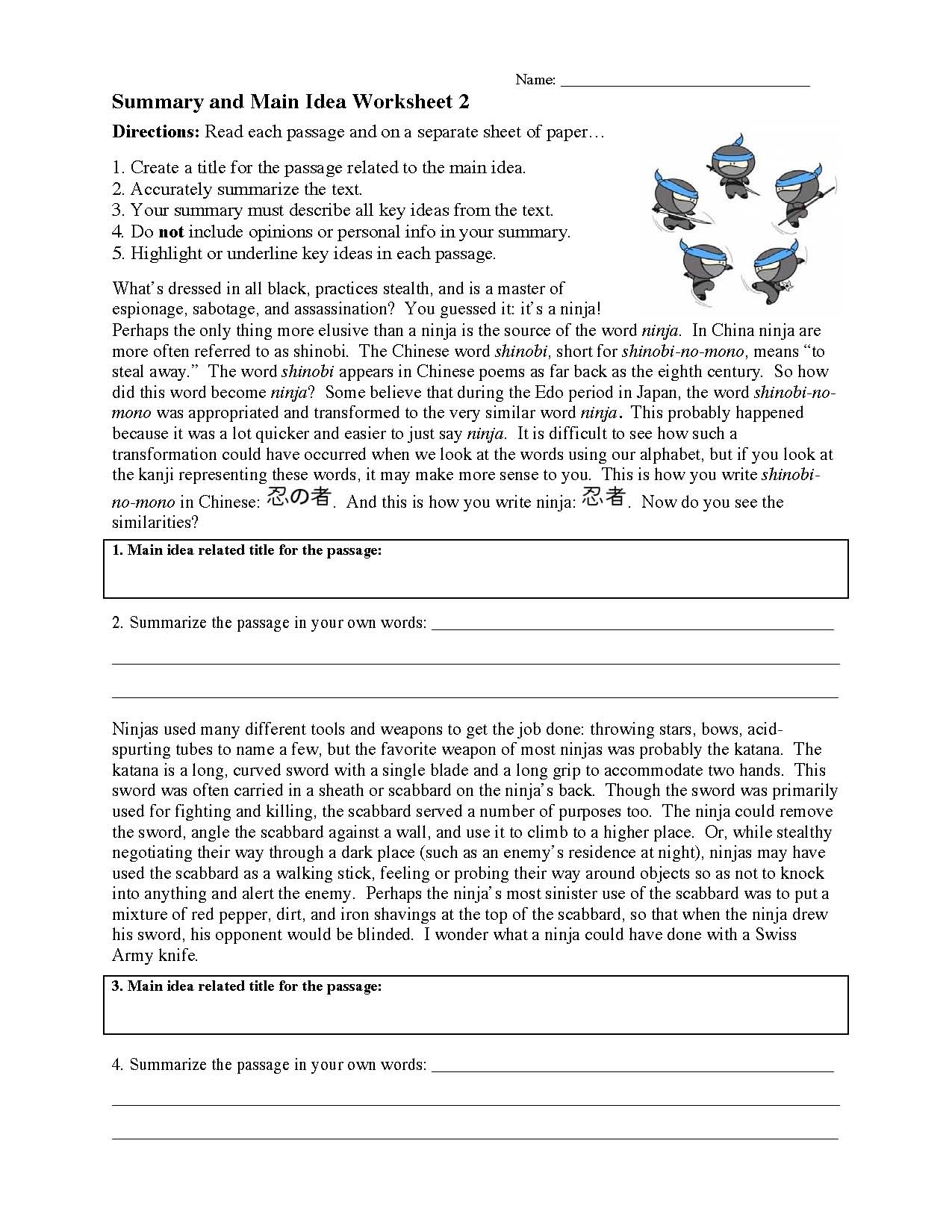 Grade 4 Main Idea Free Worksheets Grade 4 Main Idea Free Worksheets