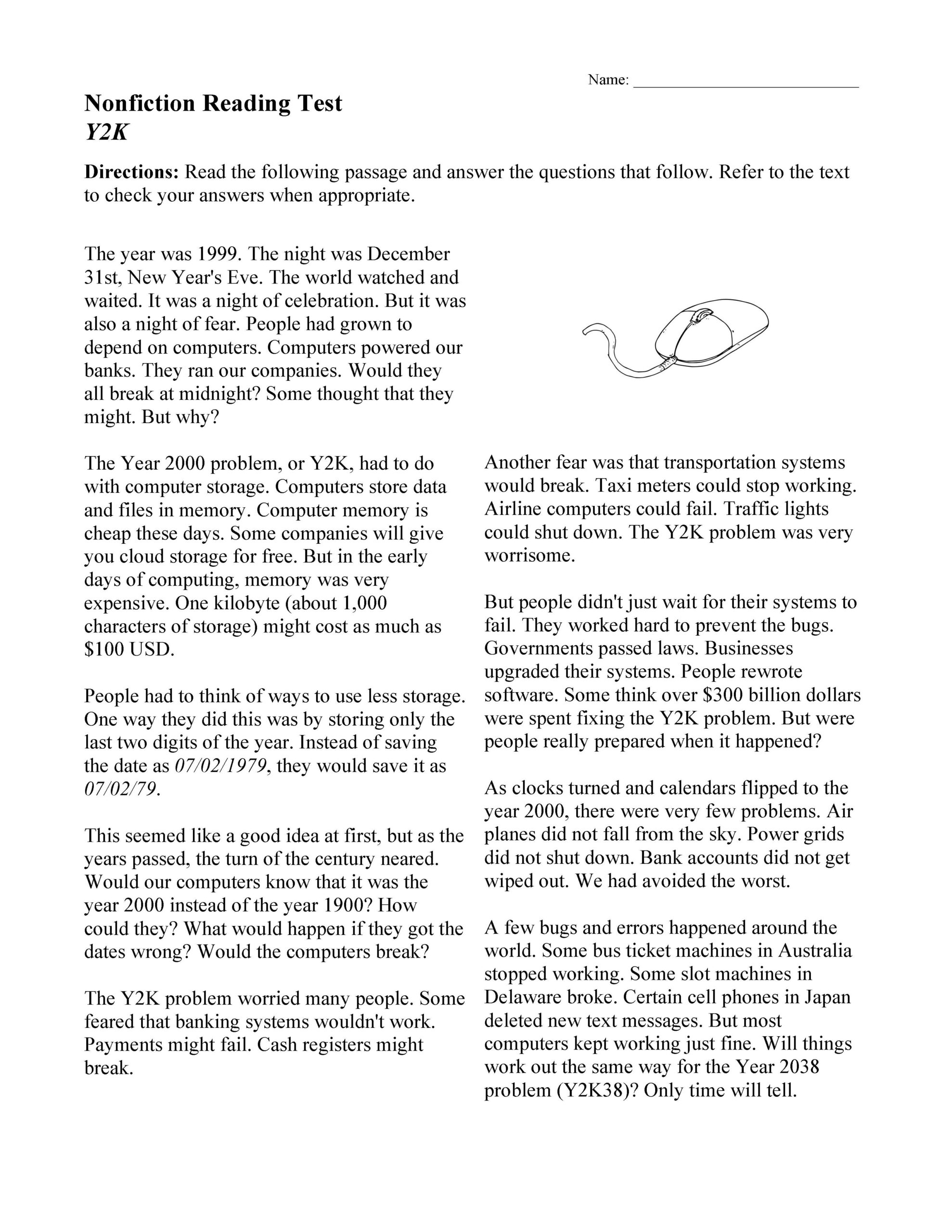 Ereading Reading Comprehension Worksheets Pdf