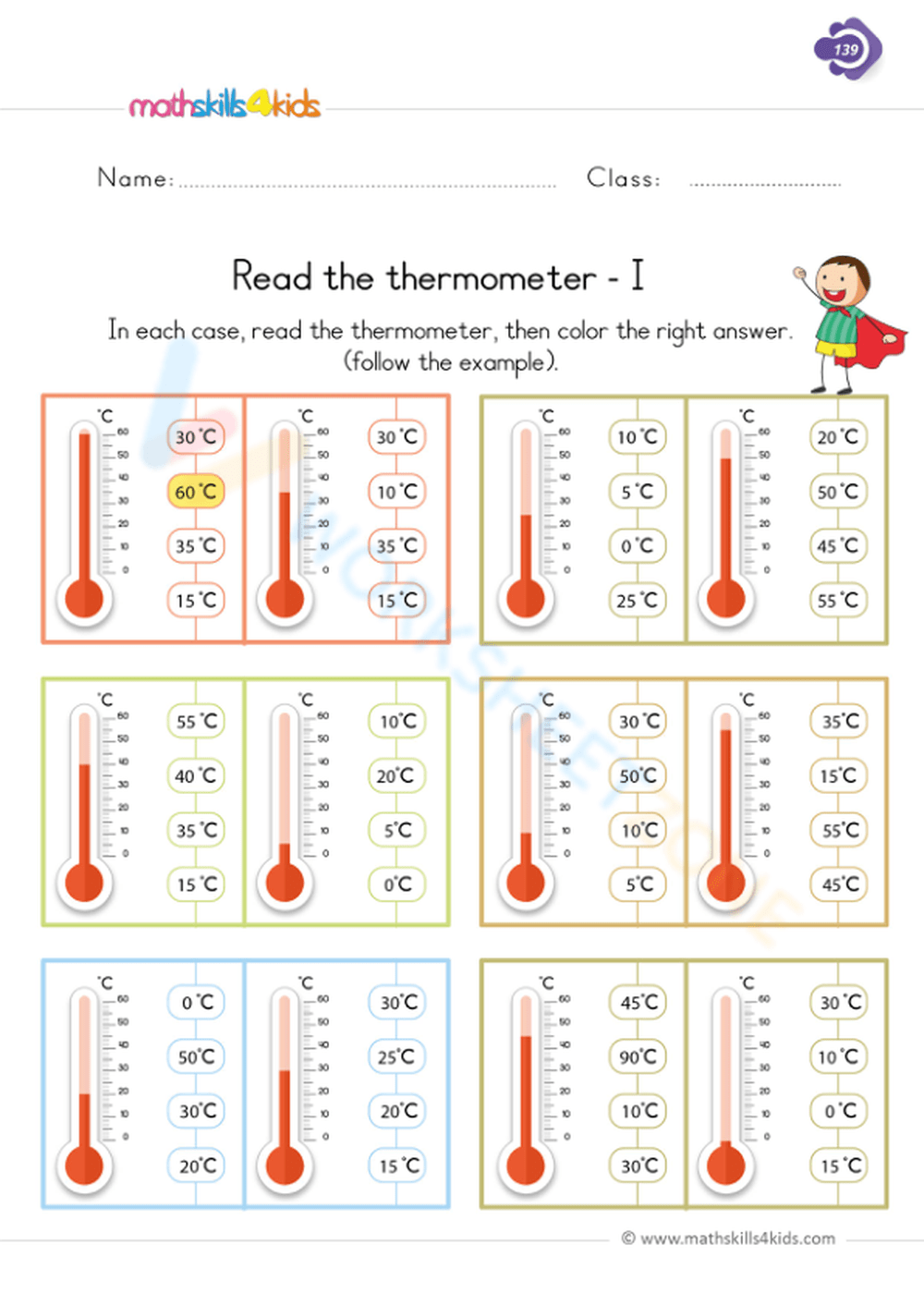 Reading Thermometer Worksheet Reading Thermometer Worksheet