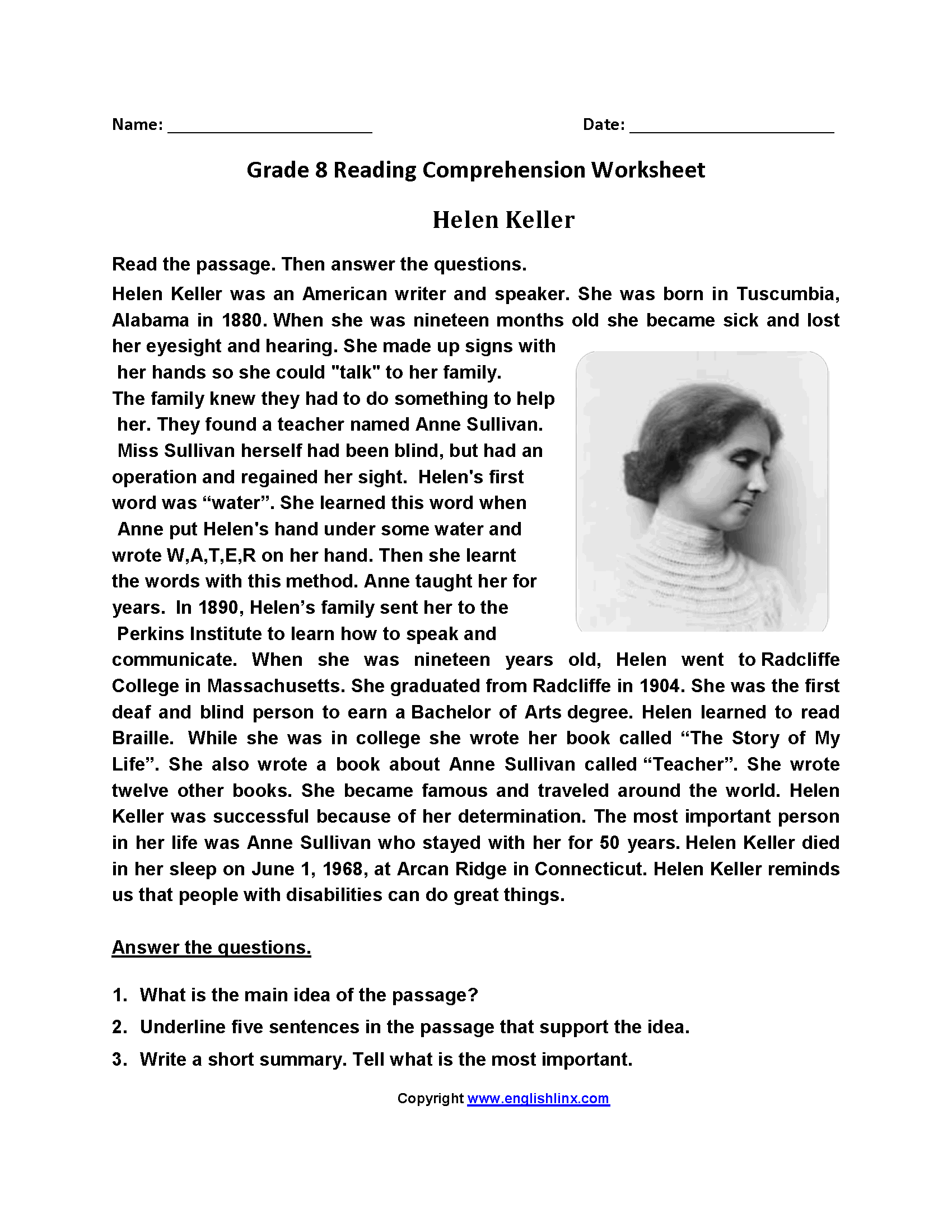 Reading Worksheets Eighth Grade Reading Worksheets Reading Worksheets Eighth Grade Reading Worksheets