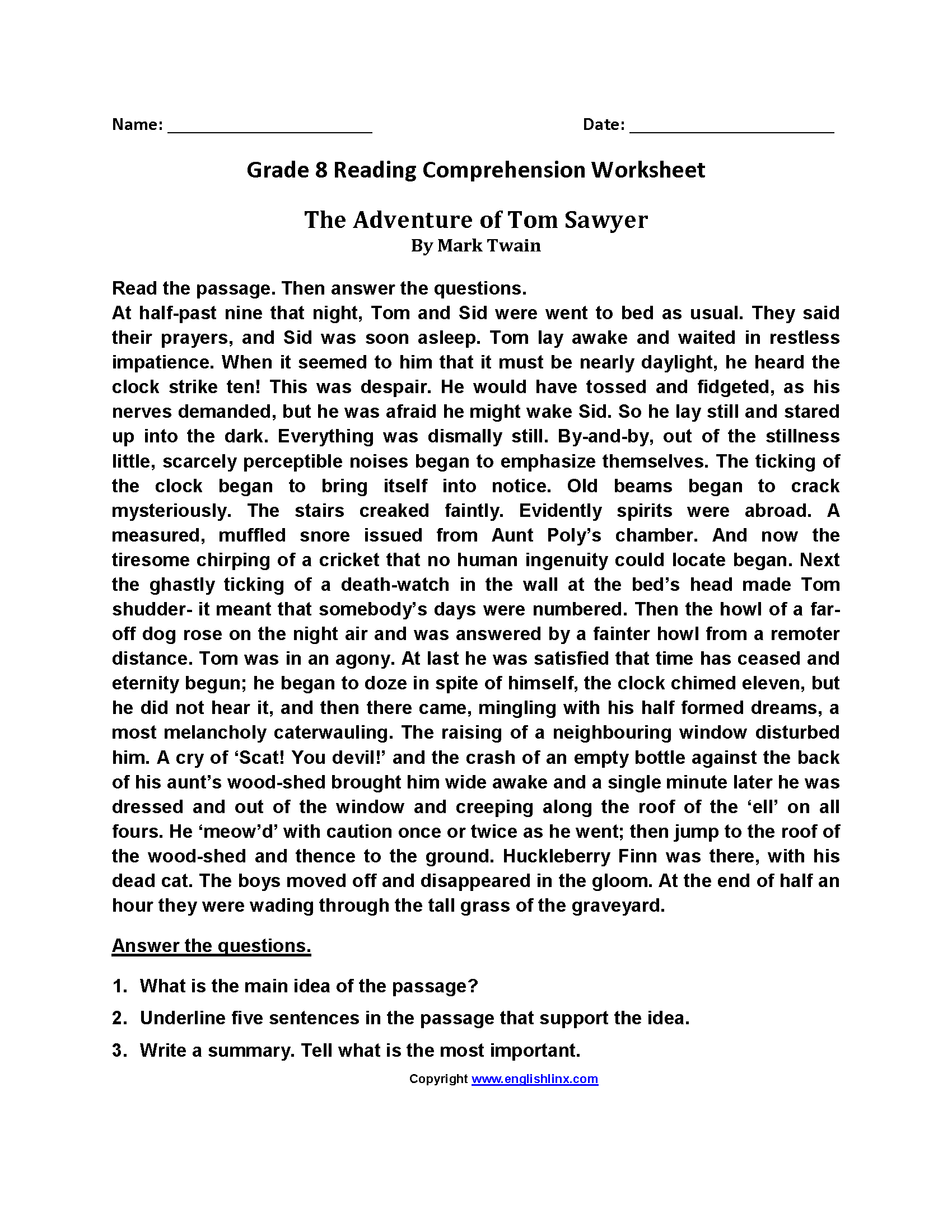 Reading Worksheets Eighth Grade Reading Worksheets Reading Worksheets Eighth Grade Reading Worksheets