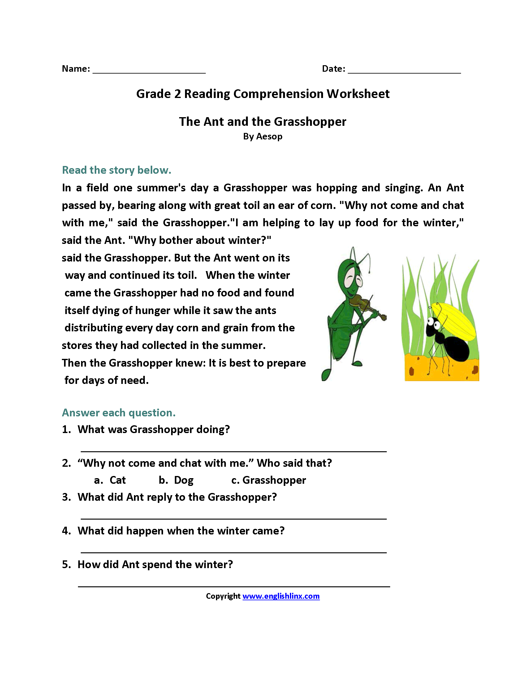 Reading Worksheets Printable Reading Comprehension Fluency Practice