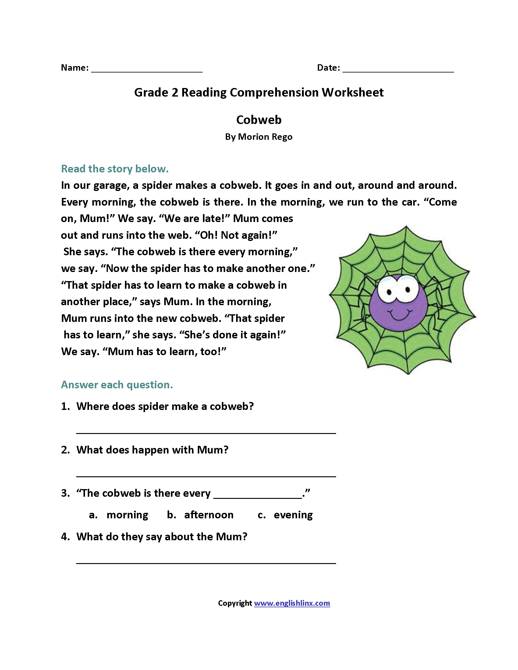 Reading Worksheets Printable Reading Comprehension Fluency Practice
