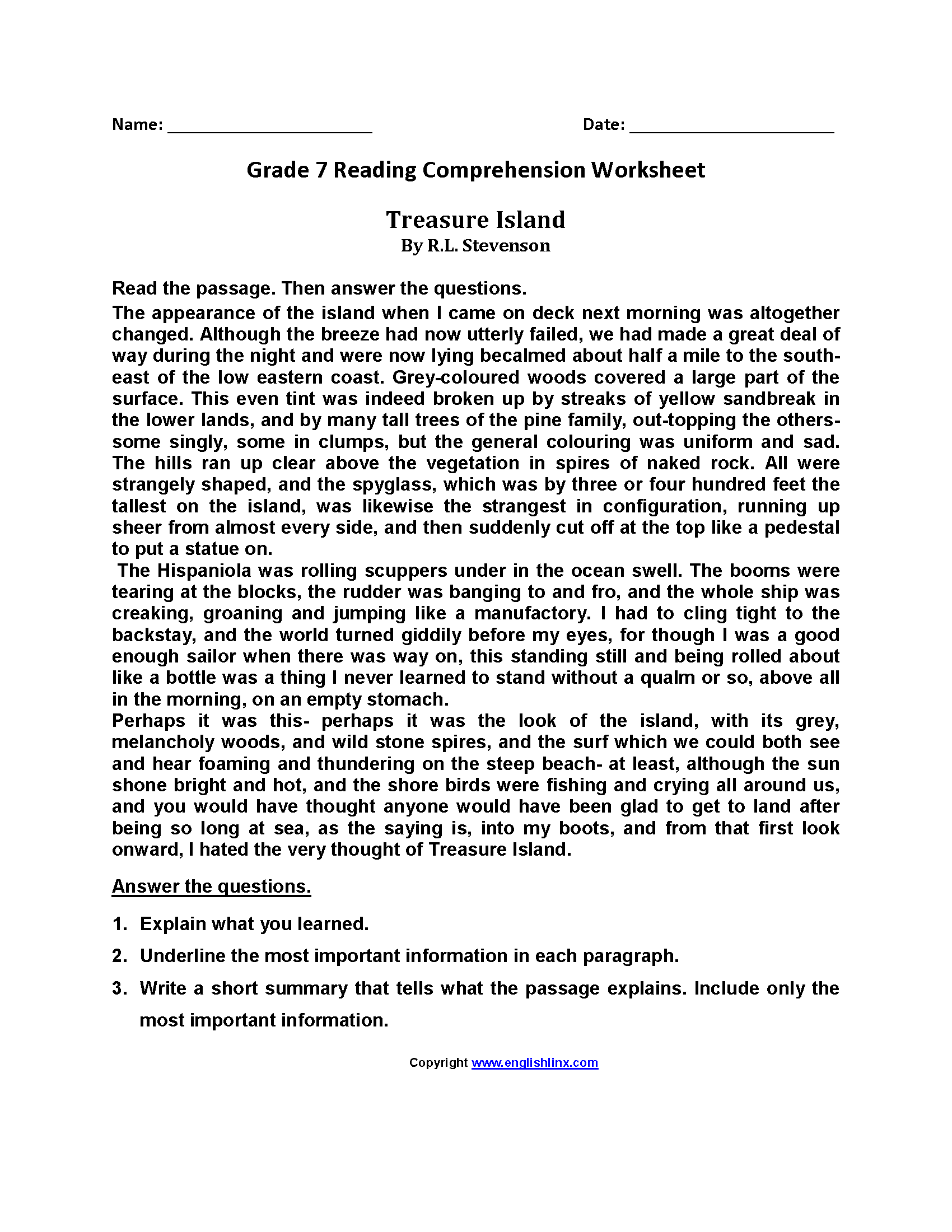 7th Grade History Reading Comprehension Worksheets 7th Grade History Reading Comprehension Worksheets