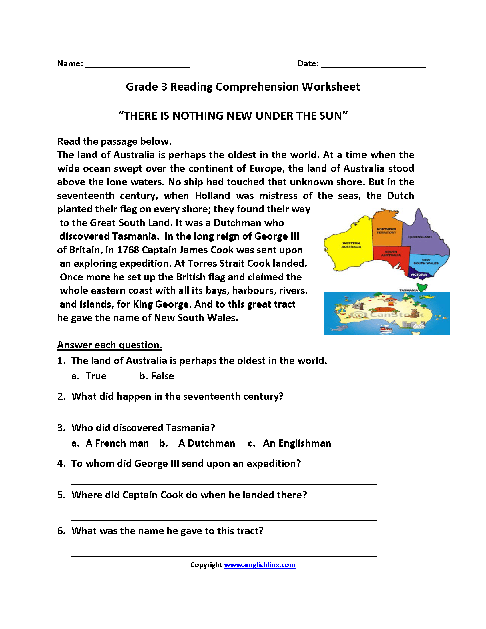 Grade 3 Reading Comprehension Worksheet Pdf Grade 3 Reading Comprehension Worksheet Pdf