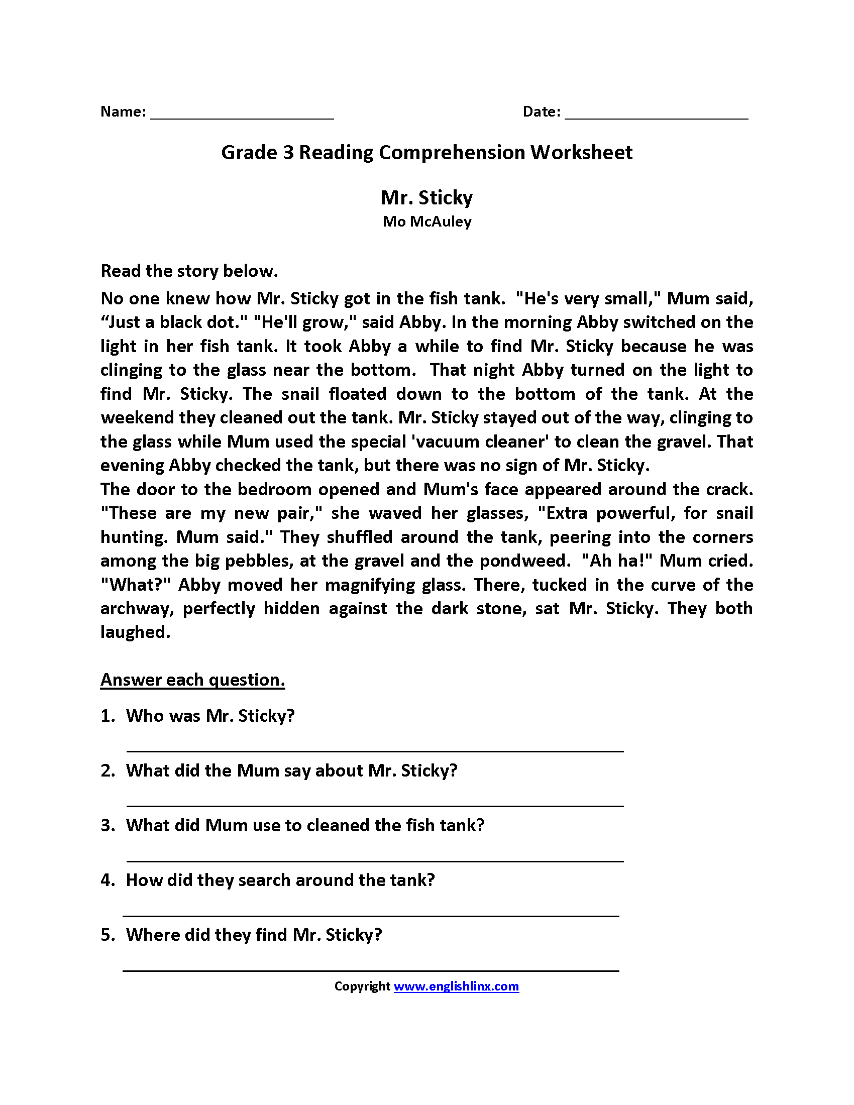 Reading Worksheets Third Grade Reading Worksheets Reading Worksheets Third Grade Reading Worksheets