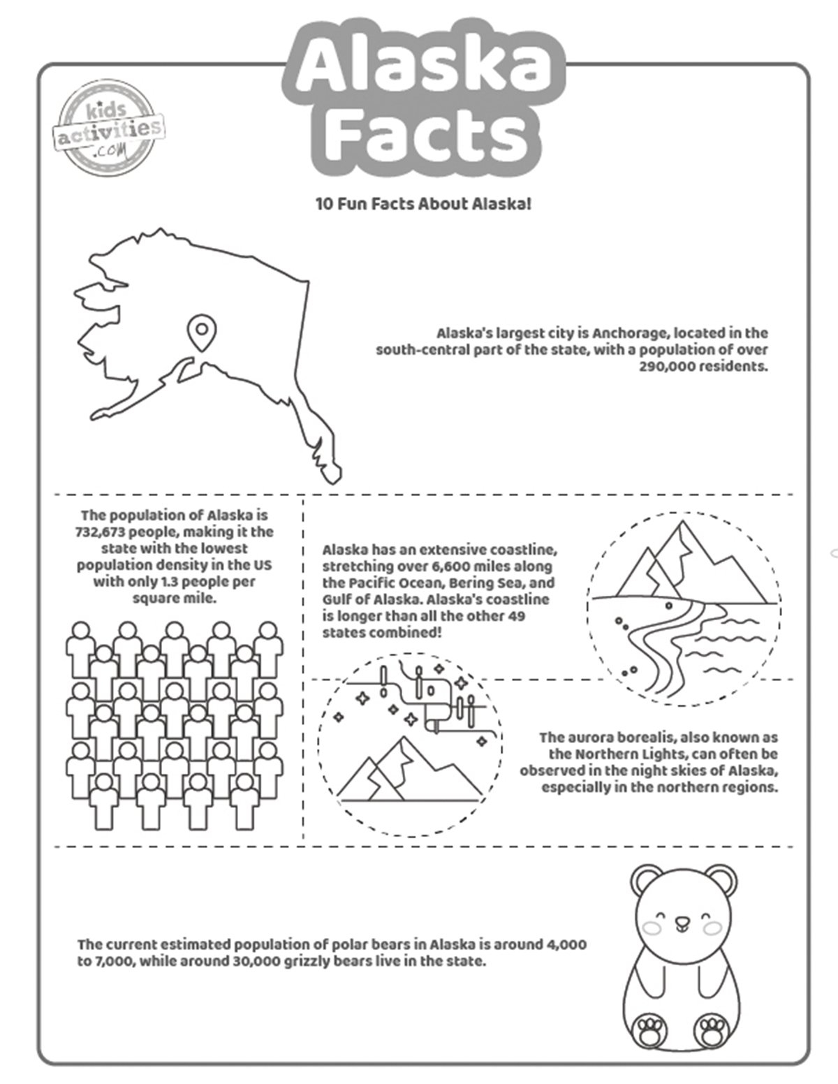 Really Neat Alaska Facts Coloring Pages Kids Activities Blog