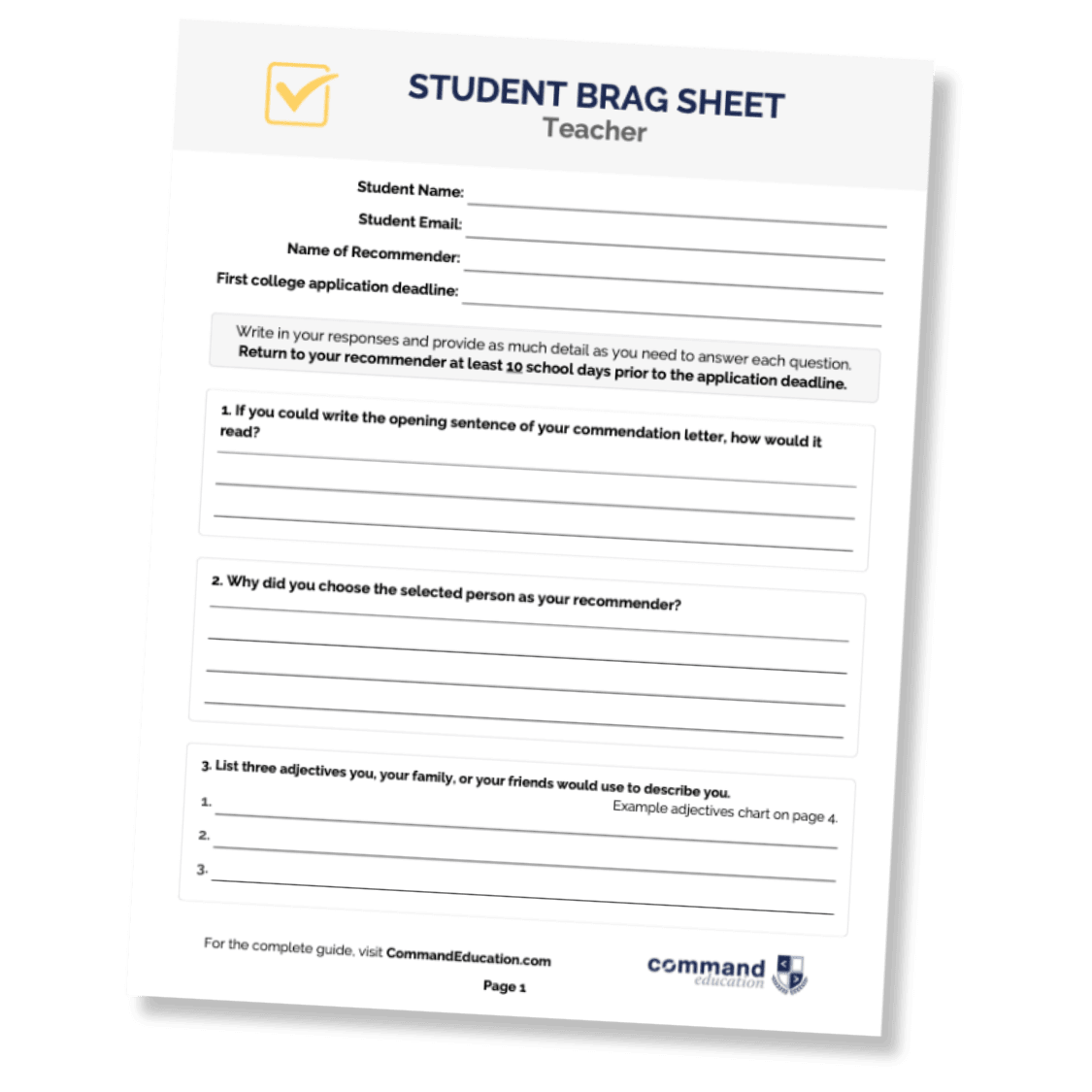 Recommender Brag Sheet Boost Your College Letters