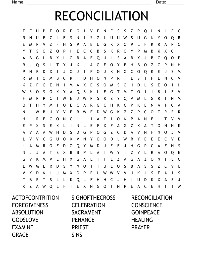 RECONCILIATION Word Search WordMint